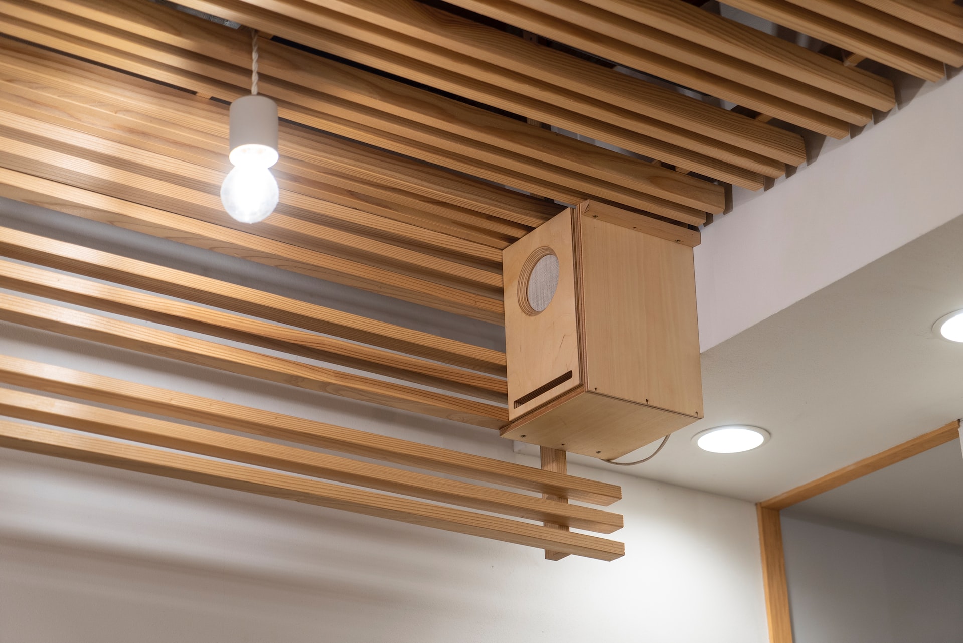 false ceiling with wooden rafters