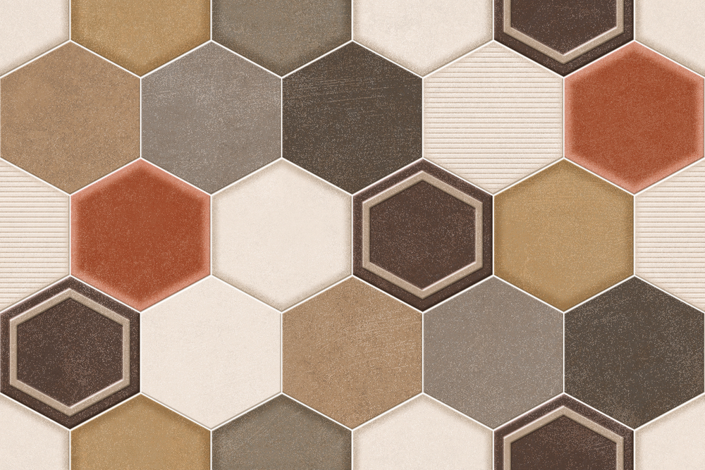 hexagonal wooden elevation tiles