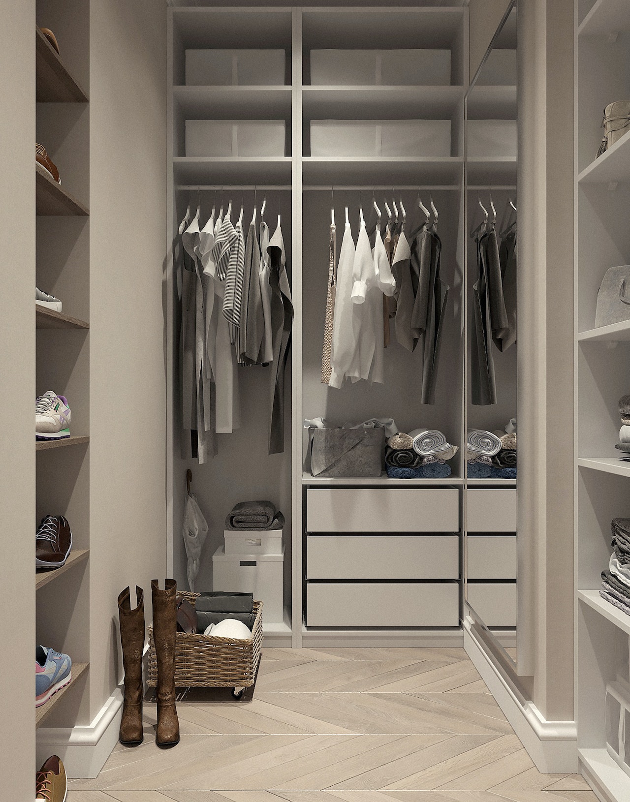 pu coated walk-in closet